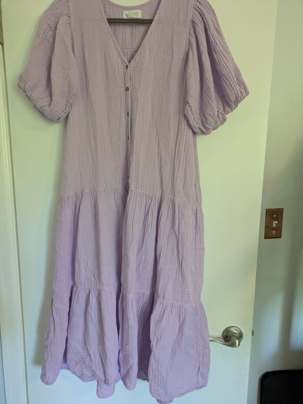 Velvet by Graham & Spencer Pauline Dress XS Purple Cotton Midi Vacation Resort - Picture 5 of 9
